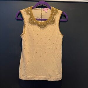 Lilly Pulitzer Gold Embellished Sleeveless sweater shell